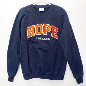 Champion Long Sleeve Navy Blue Crewneck Hope College Embroidered Sweatshirt